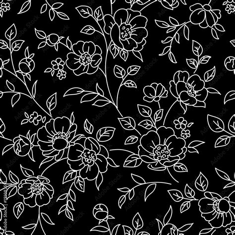 floral background black and white.